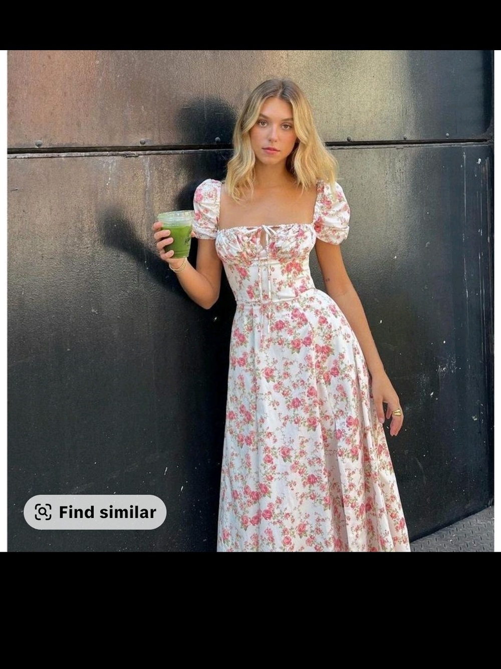Floral Puff-Sleeve Maxi Dress - Pink Floral